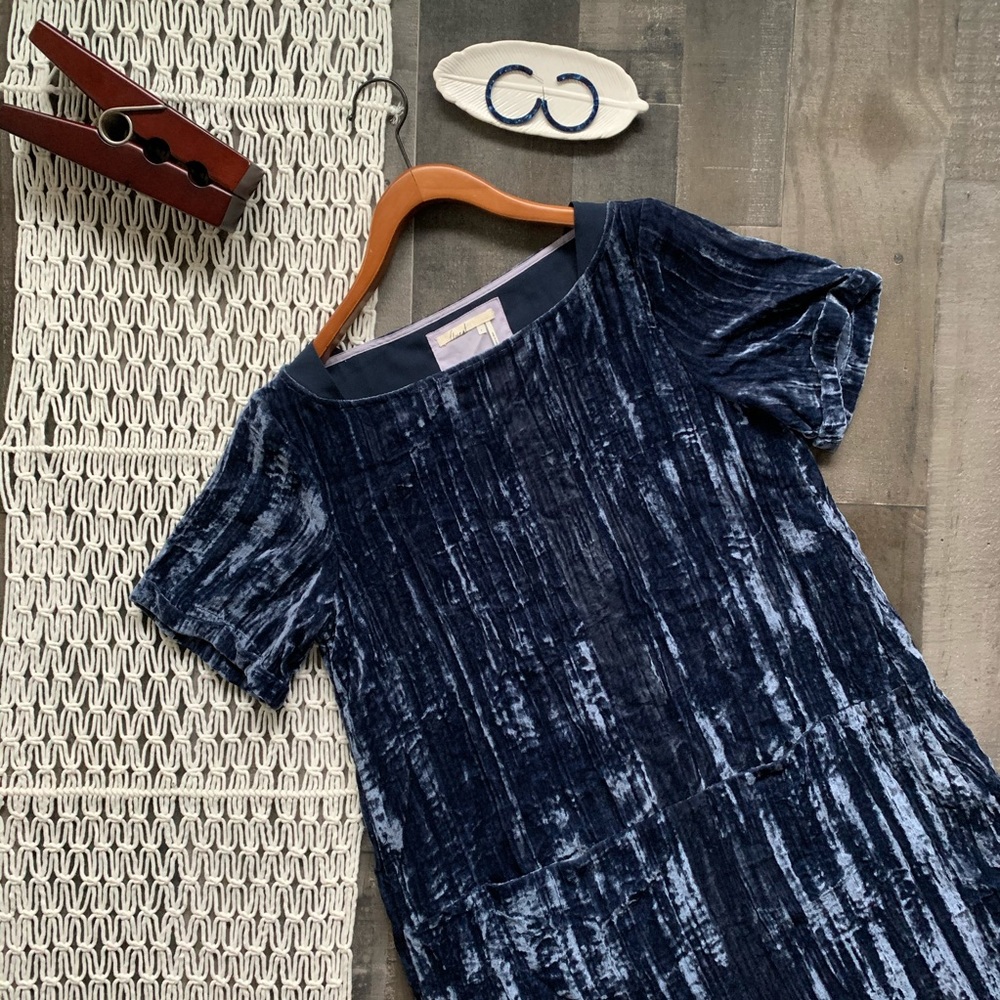 Anthropologie Floreat Crinkled Velvet Tunic Dress